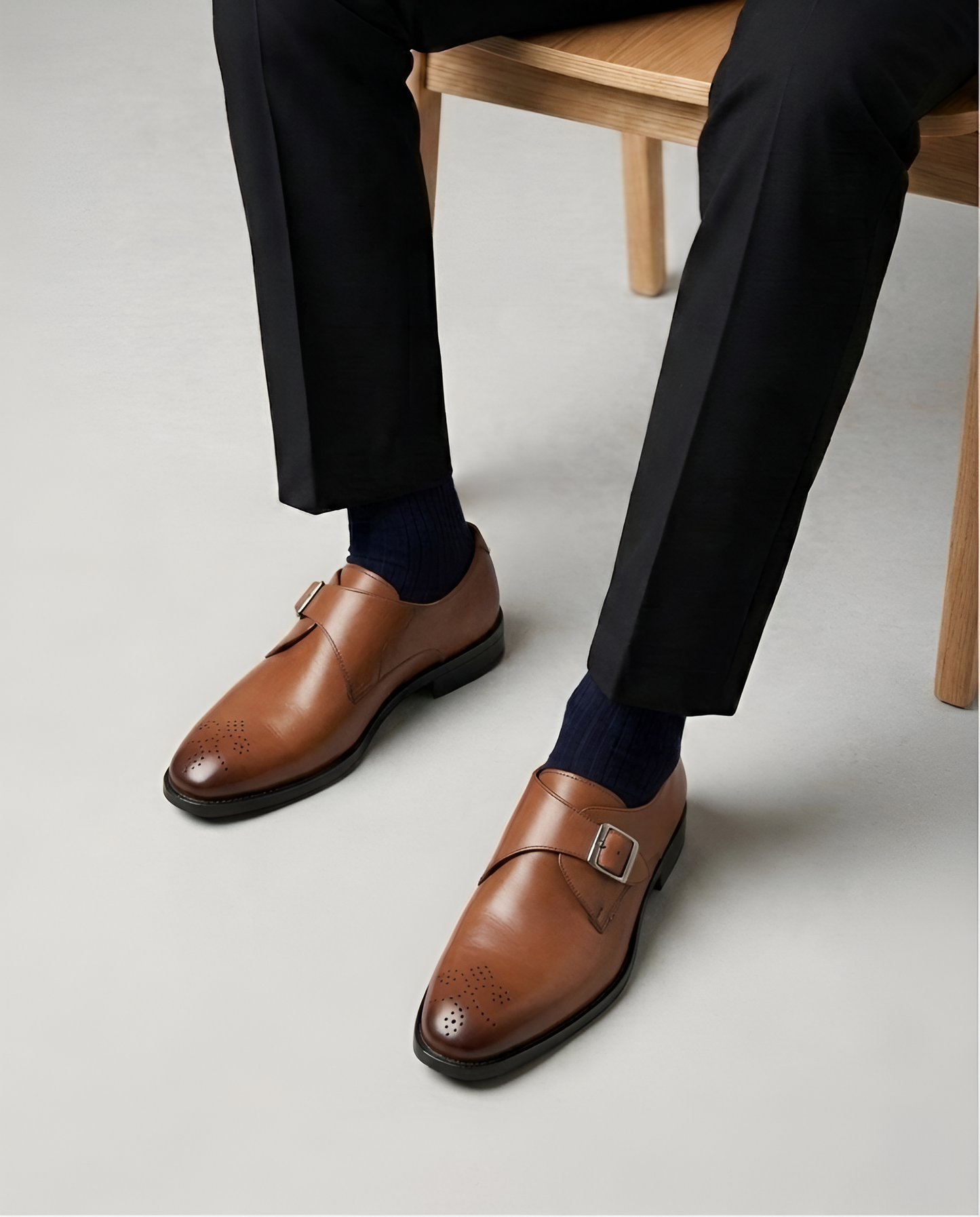 TOM HENDRIX SINGLE STRAP PLAIN TOE MONK TAN