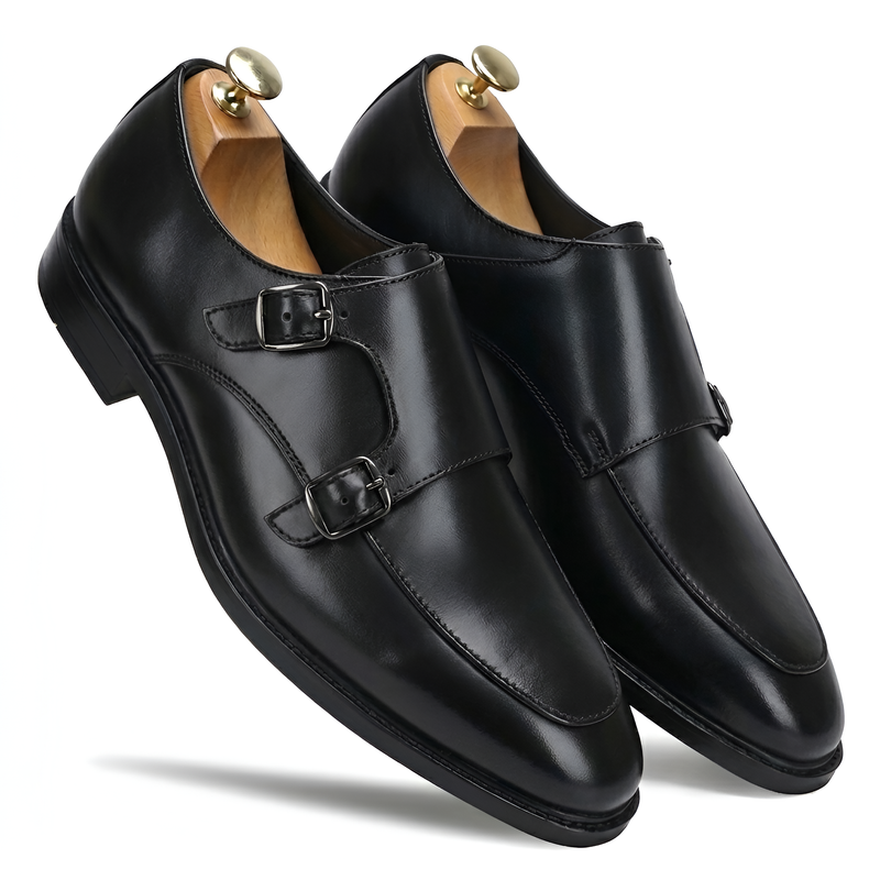 TOM HENDRIX DOUBLE STRAP MOC TOE MONK BLACK