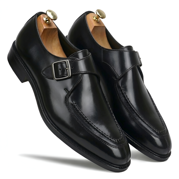 TOM HENDRIX SINGLE STRAP MOC TOE MONK BLACK