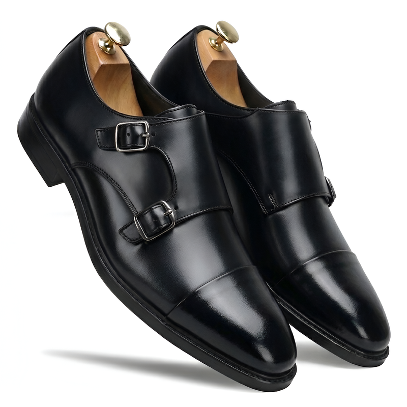 TOM HENDRIX DOUBLE STRAP CAP TOE MONK BLACK