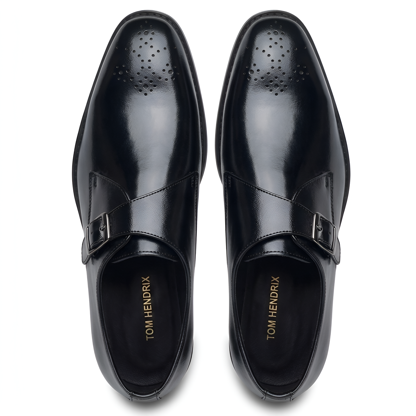 TOM HENDRIX SINGLE STRAP PLAIN TOE MONK BLACK