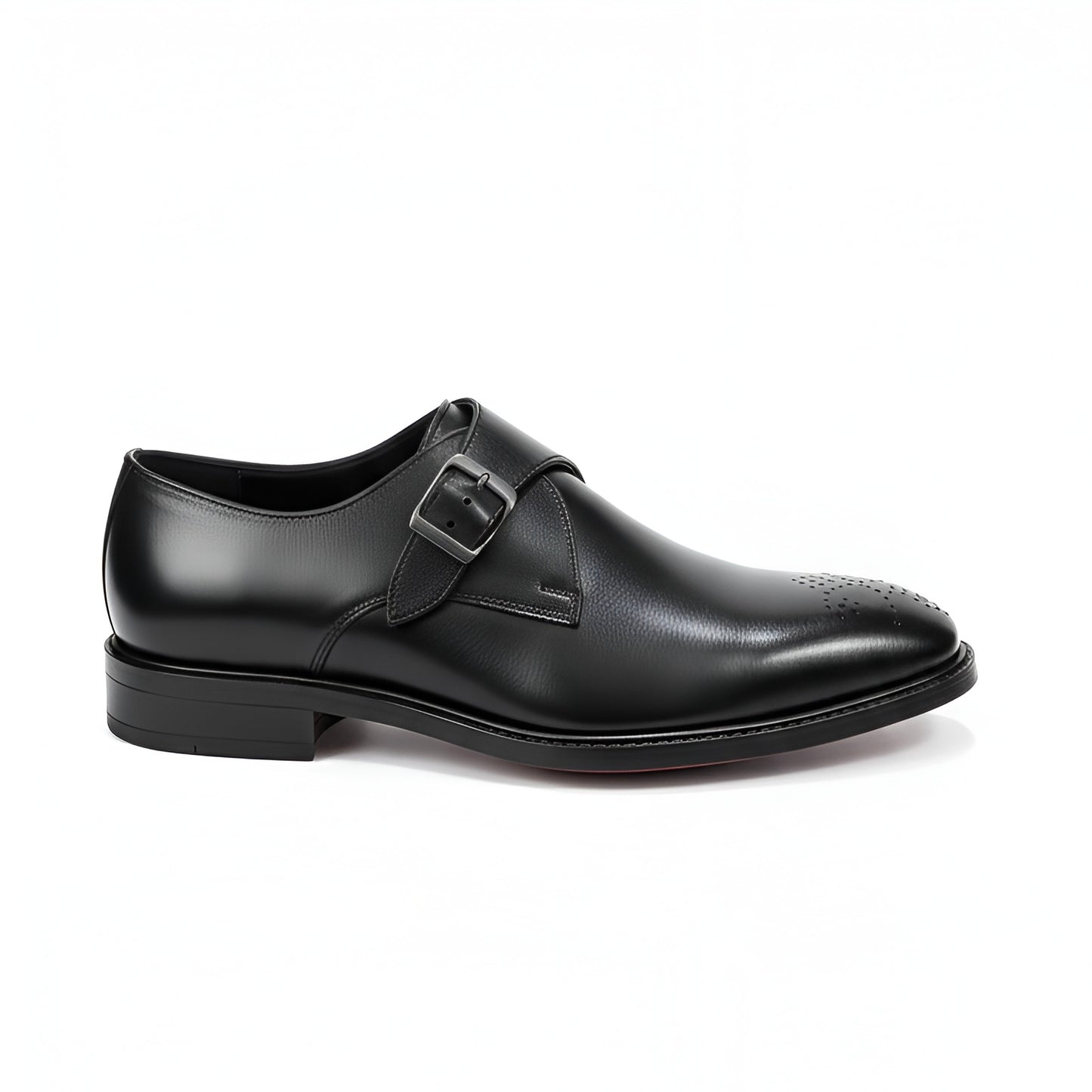 TOM HENDRIX SINGLE STRAP PLAIN TOE MONK BLACK