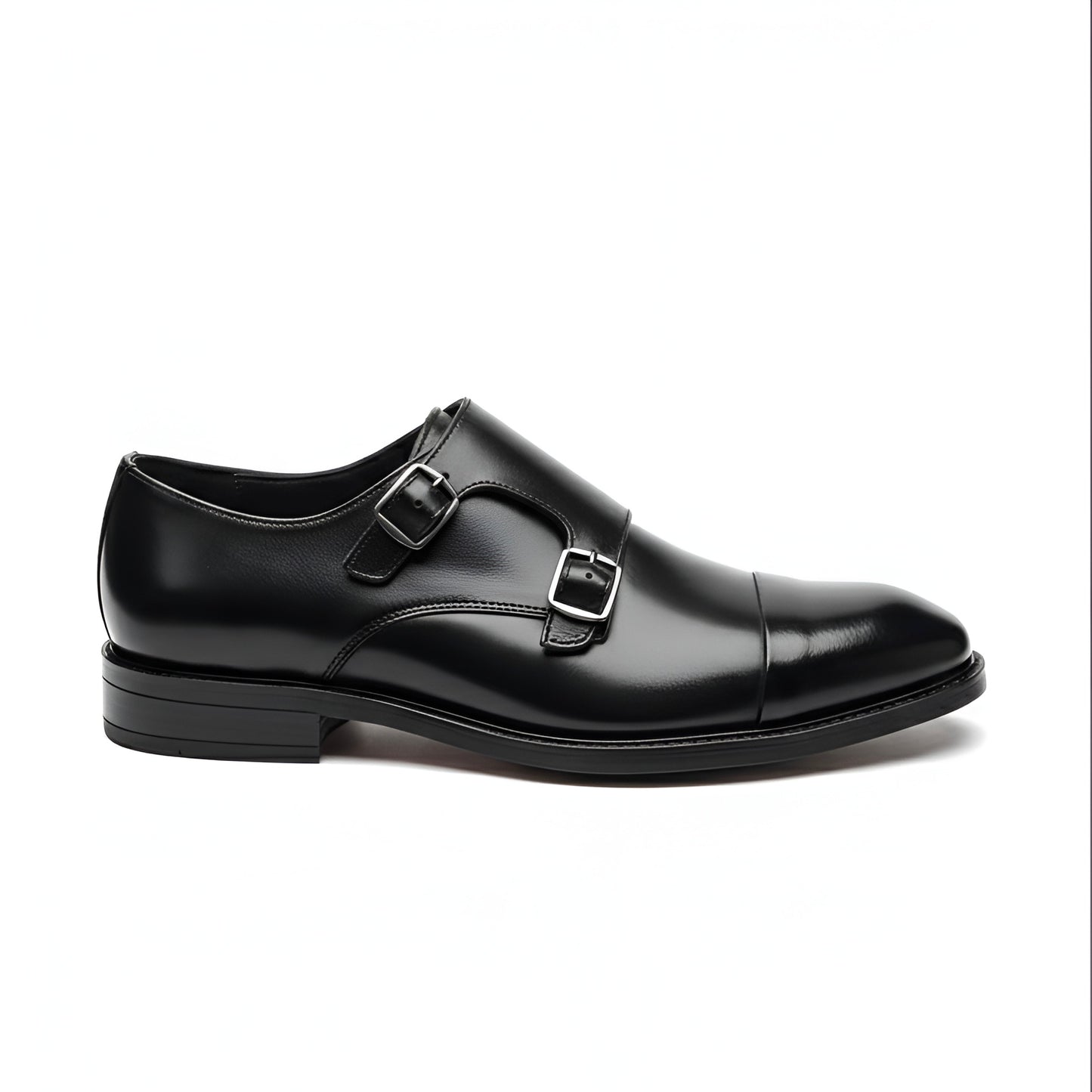 TOM HENDRIX DOUBLE STRAP CAP TOE MONK BLACK