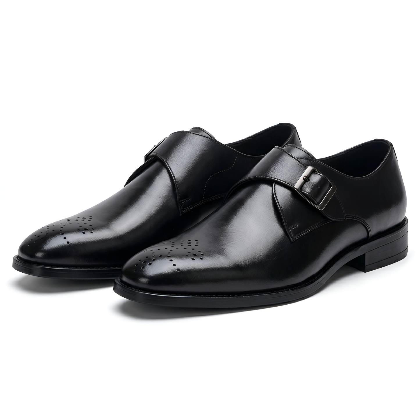 TOM HENDRIX SINGLE STRAP PLAIN TOE MONK BLACK