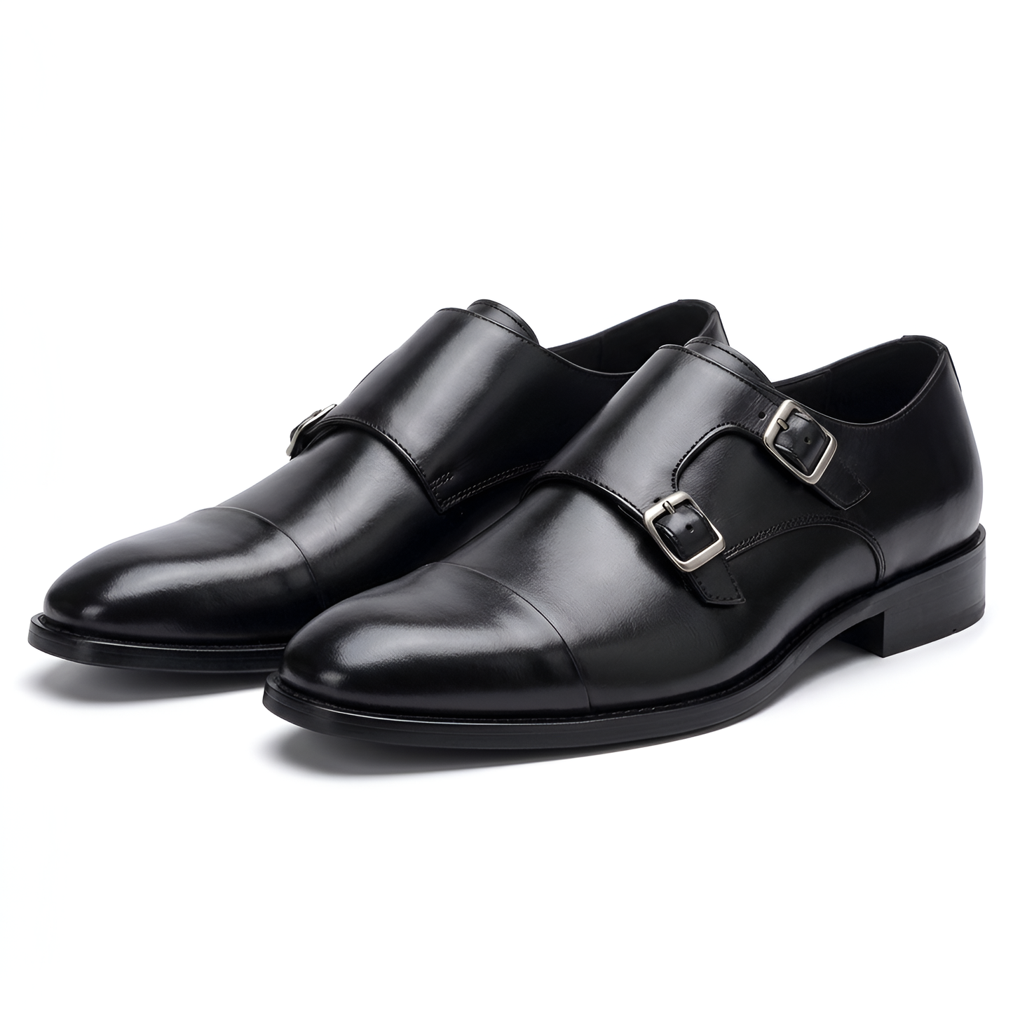 TOM HENDRIX DOUBLE STRAP CAP TOE MONK BLACK