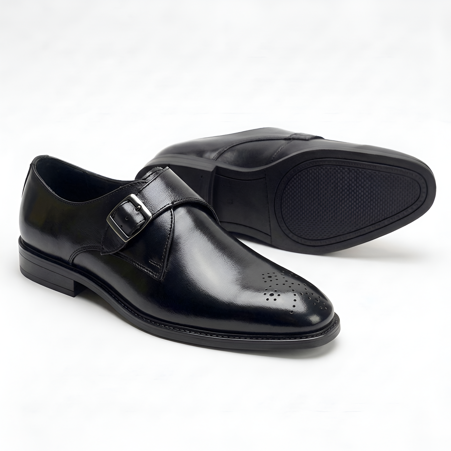 TOM HENDRIX SINGLE STRAP PLAIN TOE MONK BLACK