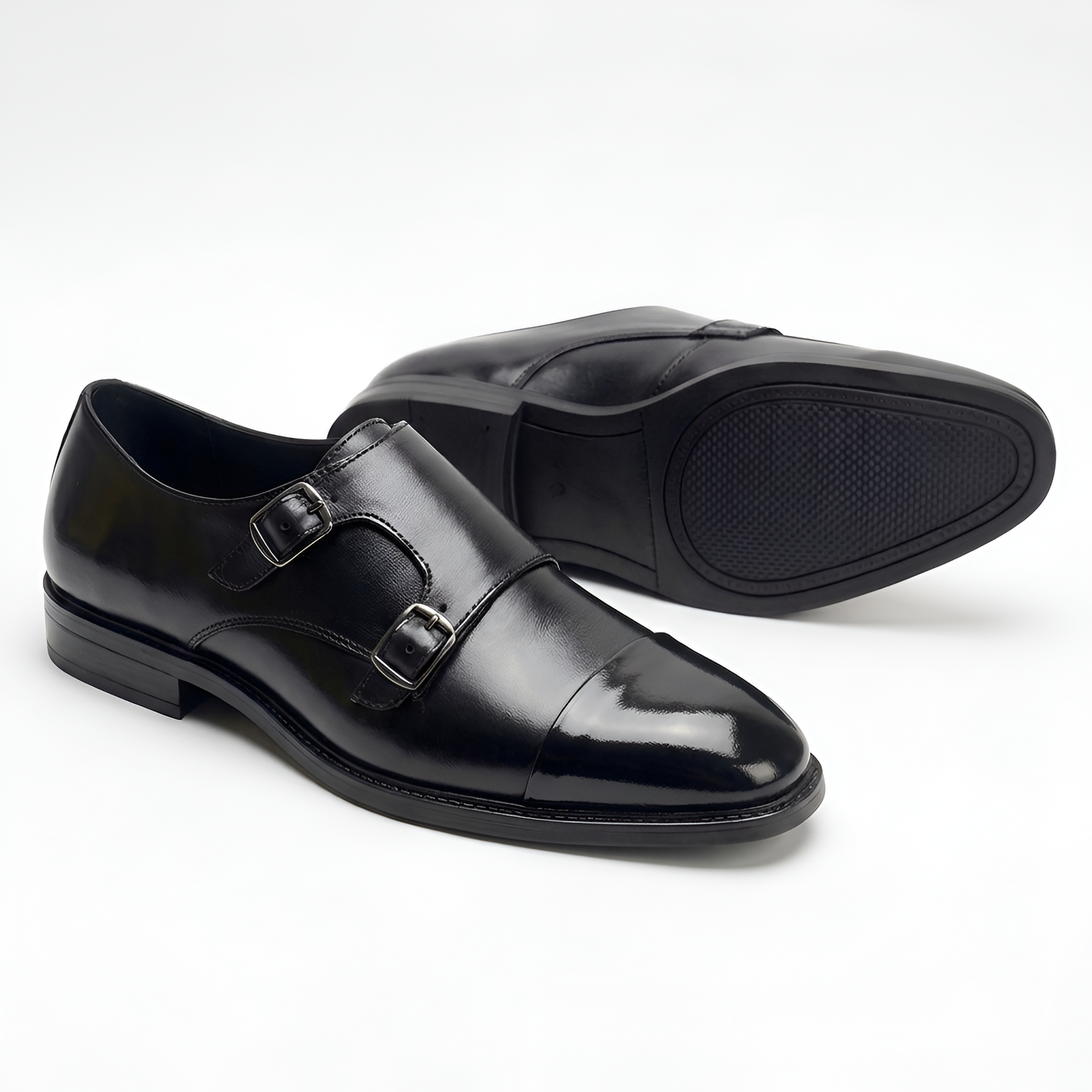 TOM HENDRIX DOUBLE STRAP CAP TOE MONK BLACK