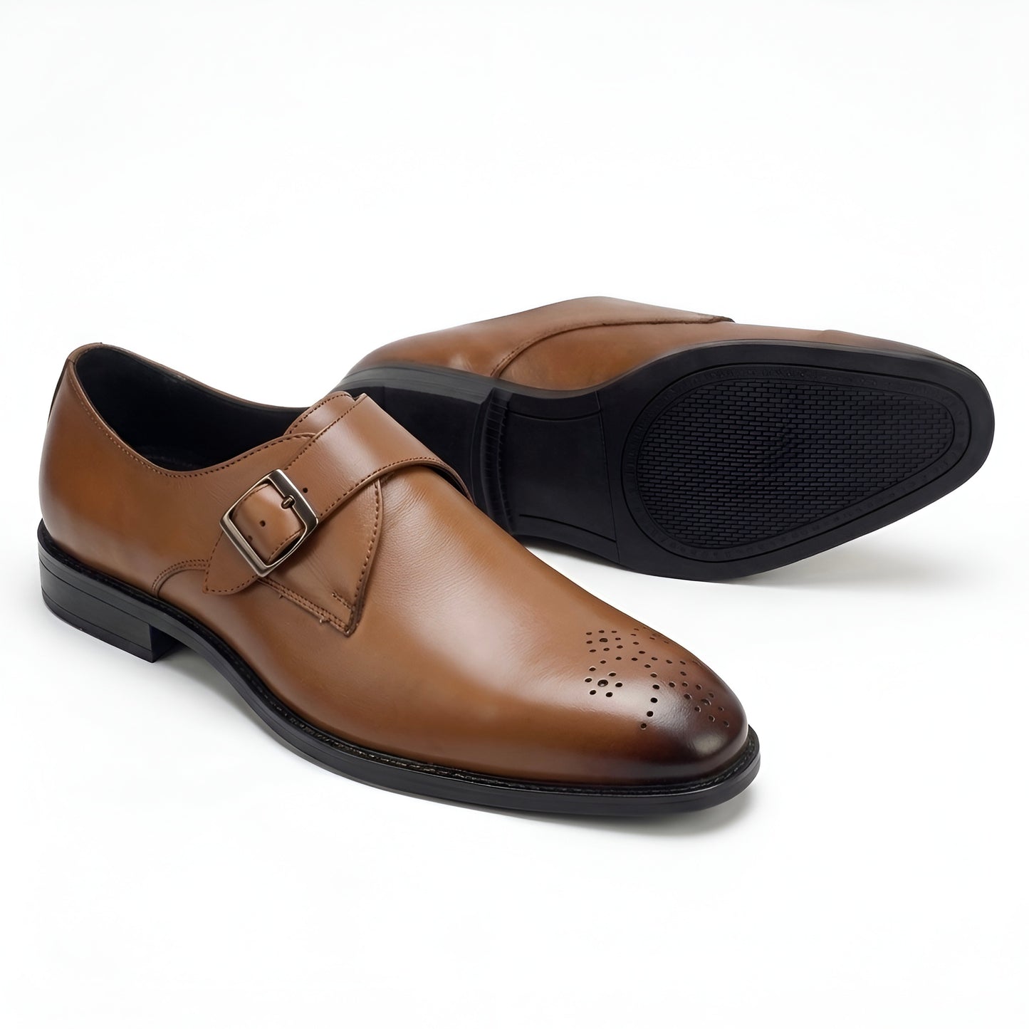TOM HENDRIX SINGLE STRAP PLAIN TOE MONK TAN