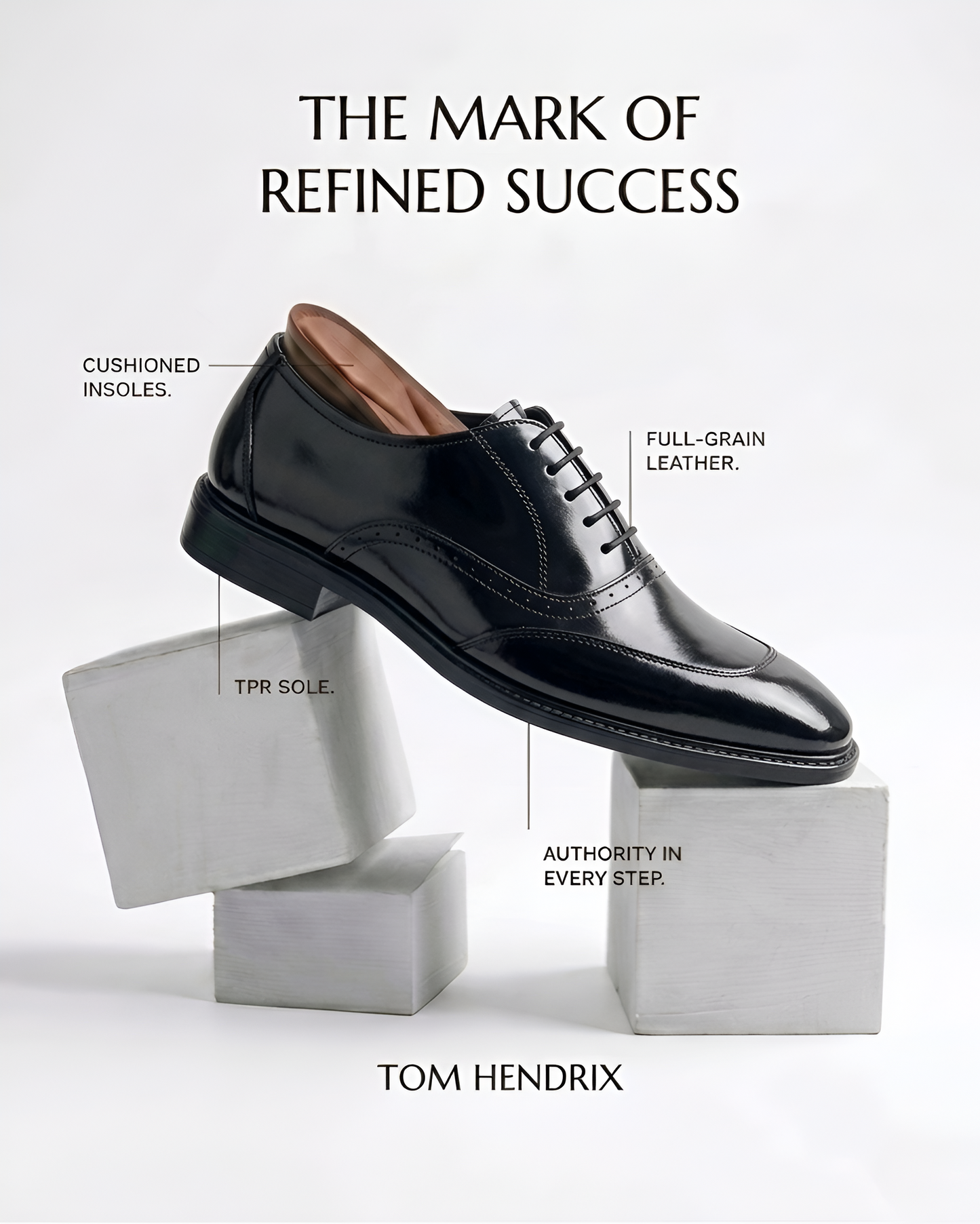 TOM HENDRIX CLASSIC WINGTIP TOE OXFORD BLACK