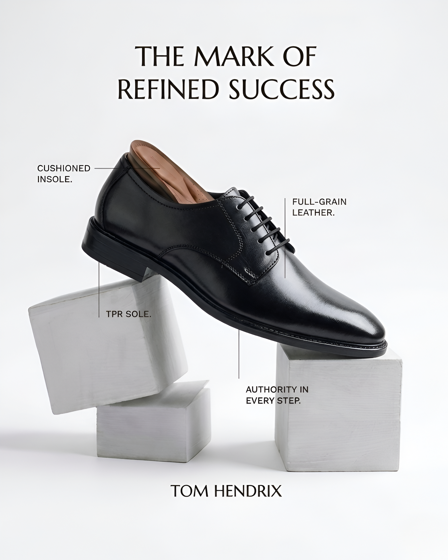 TOM HENDRIX CLASSIC PLAIN TOE DERBY BLACK