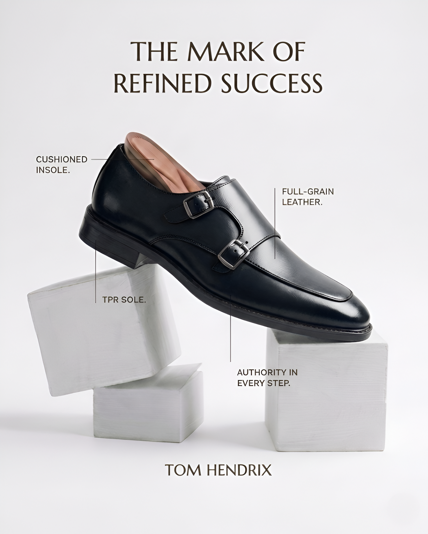 TOM HENDRIX DOUBLE STRAP MOC TOE MONK BLACK