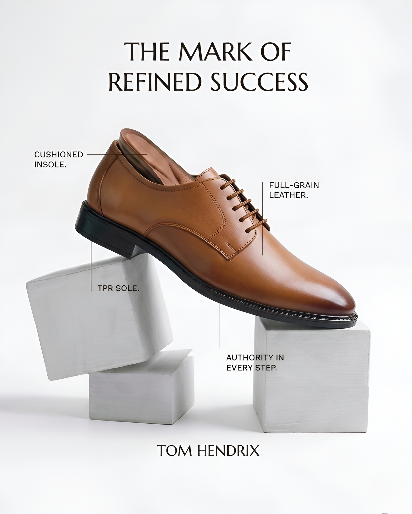 TOM HENDRIX CLASSIC PLAIN TOE DERBY TAN