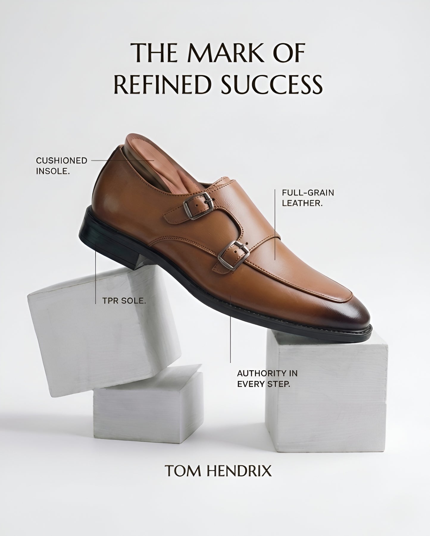 TOM HENDRIX DOUBLE STRAP MOC TOE MONK TAN