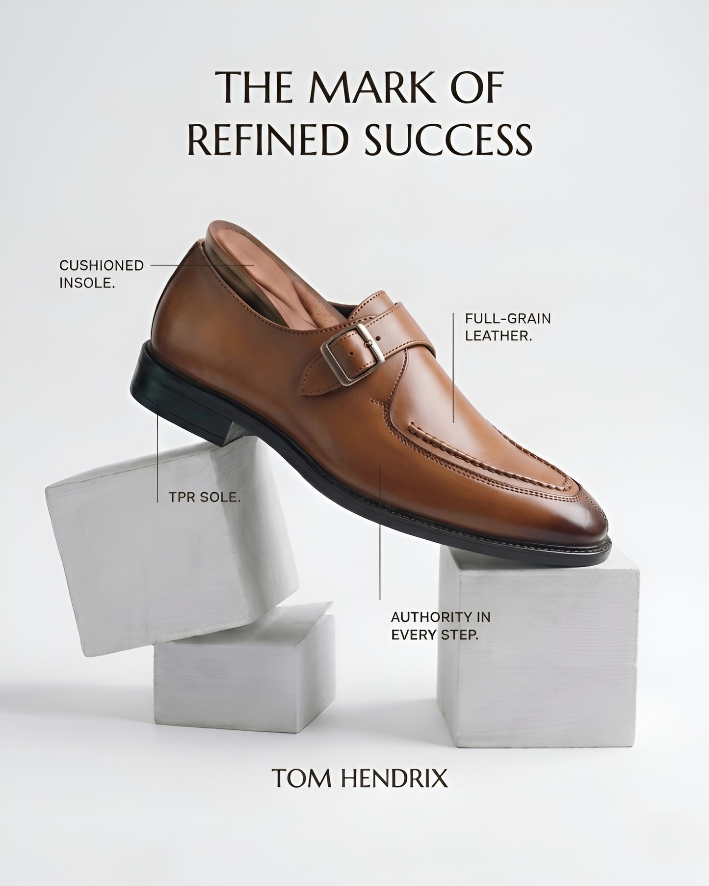 TOM HENDRIX SINGLE STRAP MOC TOE MONK TAN