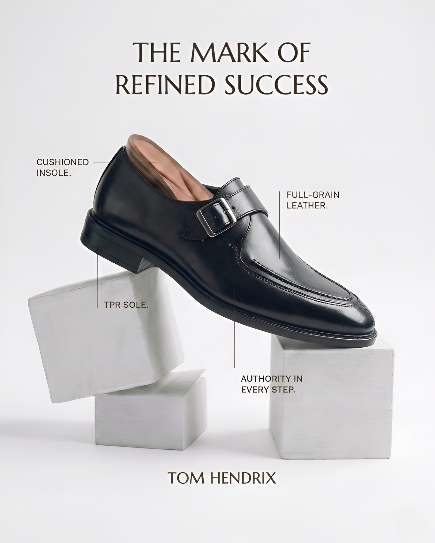 TOM HENDRIX SINGLE STRAP MOC TOE MONK BLACK