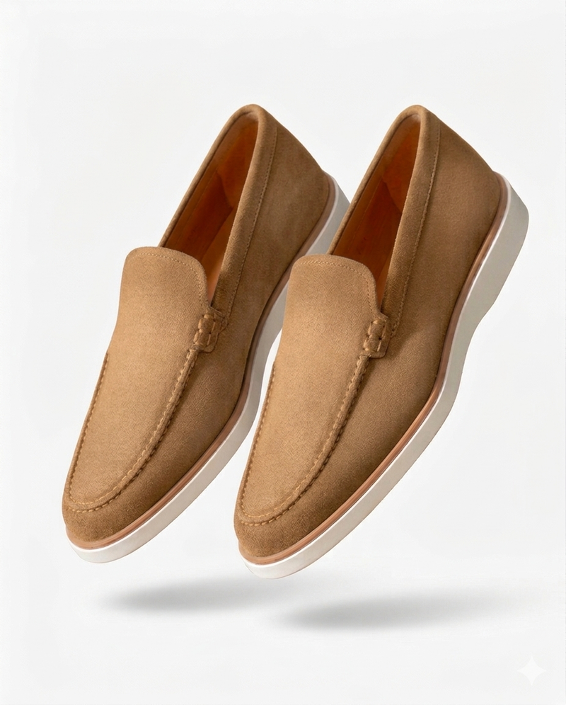 TOM HENDRIX LEATHER SUEDE PENNY LOAFER TAN