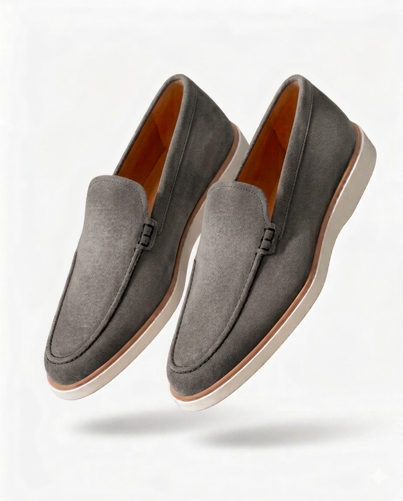 TOM HENDRIX LEATHER SUEDE PENNY LOAFER GREY